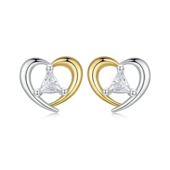 AIXZETHY 925 Sterling Silver Heart Stud Earrings for Women Triangle Shape Cubic Zirconia Earrings Birthday Christmas Valentines Day Mothers Day Gifts