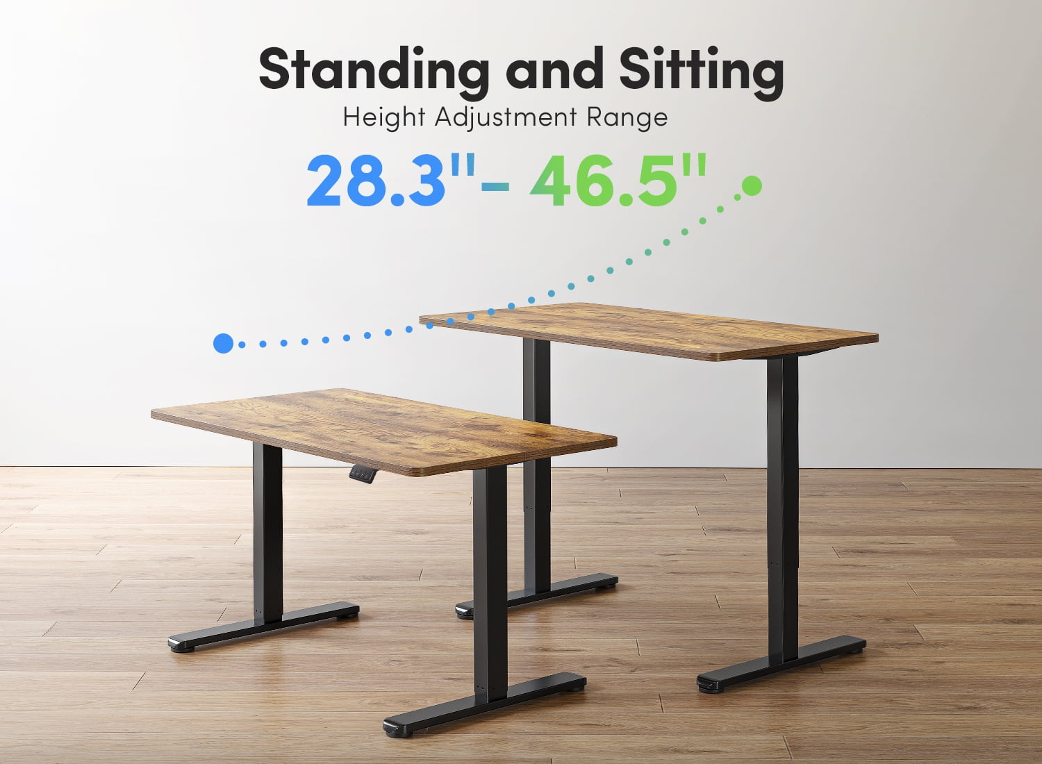 DESINO 48Inch Electric Height Adjustable Standing Desk, Splice Board Electric Stand up Desk Home Office, Computer Desk Memory Preset, Rustic Brown