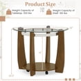 thumbnail image 3 of Costway 32" 2-Tier Glass Coffee Table with Tempered Glass Top Bottom Storage Shelf & Wheels Transparent & Walnut, 3 of 10