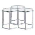 thumbnail image 1 of Table d'Appoint Contemporaine en Métal et Verre, Jeu de 3 - Argent, 1 of 7