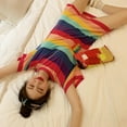 thumbnail image 2 of Women's Plus Size Tee Rainbow Striped Crewneck Short Sleeve T Shirt Top, 2 of 4