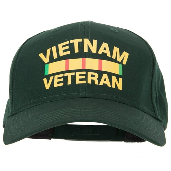 Vietnam Veteran Badge with Letters Heat Transfer Solid Cotton Pro Style Cap - Dk Green OSFM