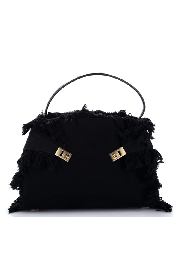 Pre-Owned Hug Shoulder Bag Fringed Canvas and Leather Large By Rebag