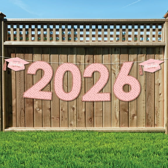 Big Dot of Happiness Rose Gold Grad - Large Graduation Party Decorations - 2026  - Outdoor Letter Banner