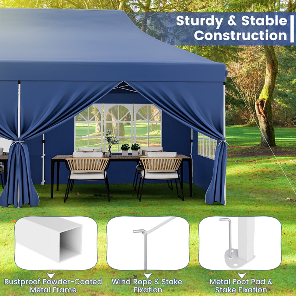 Aimee Lii 10 x 20 FT Pop up Canopy with 6 Sidewalls and Windows and Carrying Bag for Party Wedding Picnic, Canopy Gazebo for BBQ Events, Blue Aimee Lii 10 x 20 FT Pop up Canopy with 6 Sidewalls and Windows and Carrying Bag for Party Wedding Picnic, Canopy Gazebo for BBQ Events, Blue