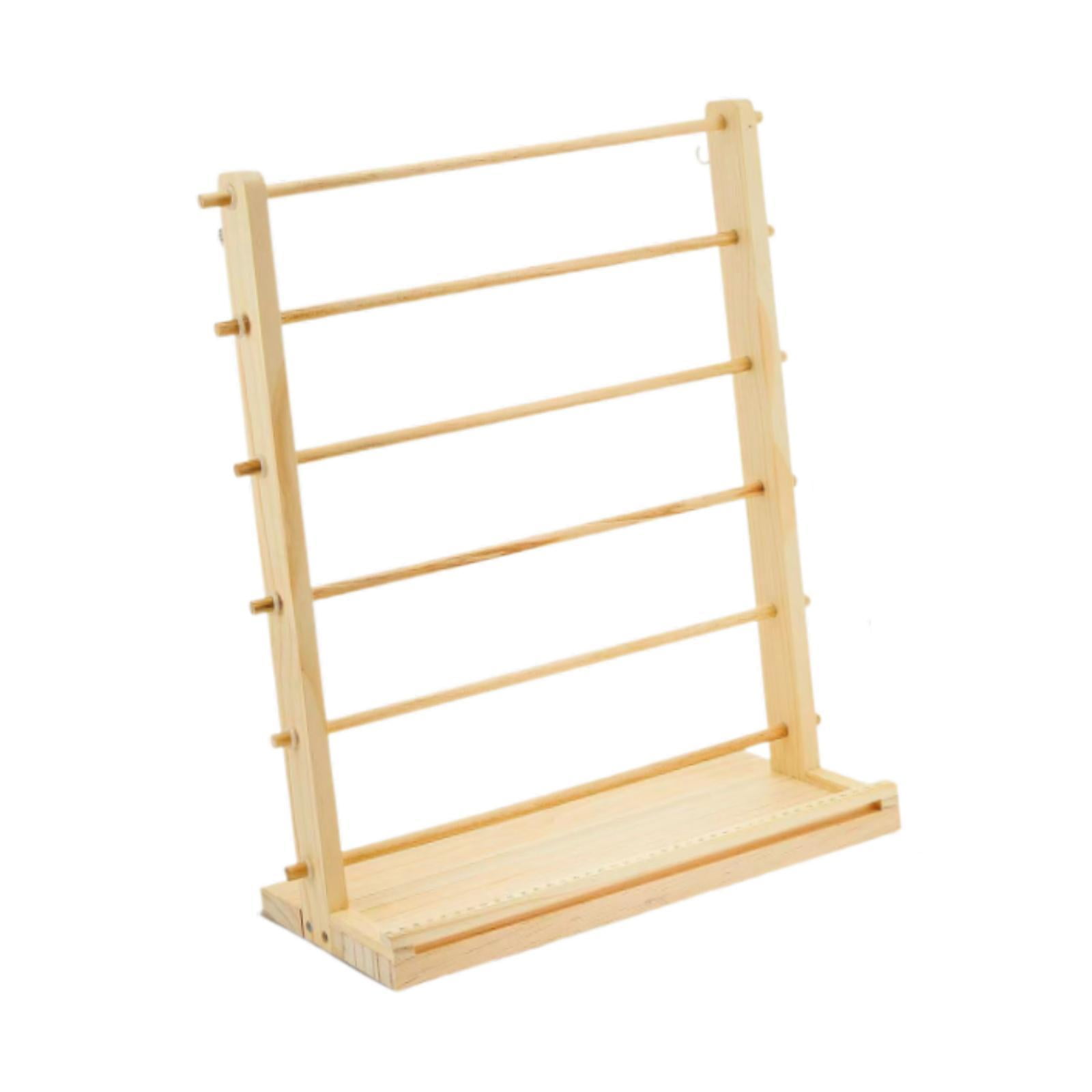 GUOOL Wood Ribbon Organizer Craft Ribbon Storage Portable Yarn Storage Shelf Tabletop 6 Tier Ribbon Rack for Craft Room Retail Shop