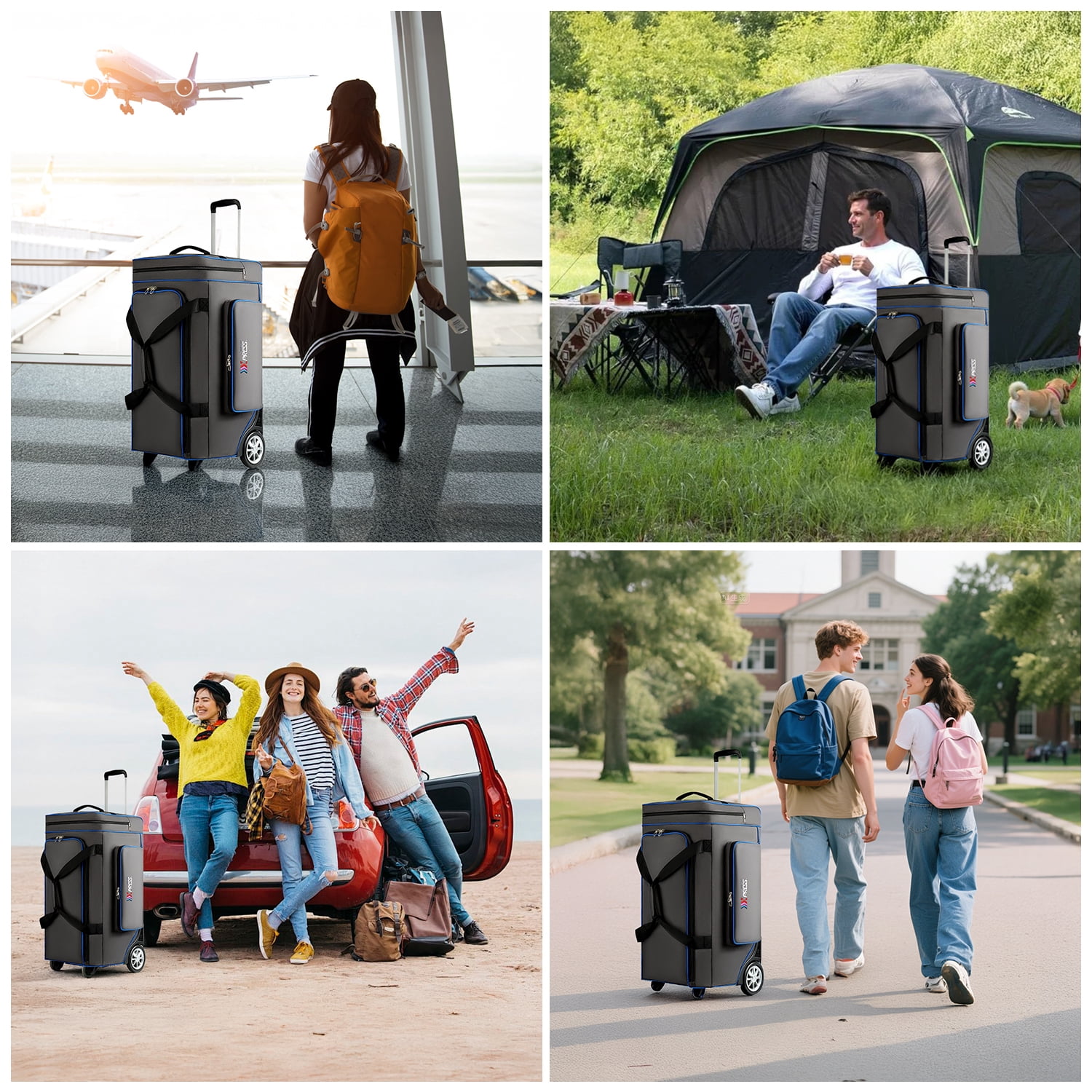 30 Inch Rolling Duffle Bag  with Telescopic Handle Large Capacity Soft Wheeled Travel Luggage Bag for Men & Women,JB-30-Grey