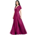 thumbnail image 4 of KOH KOH Long Bridesmaid Wedding Guest Sleeveless V-Neck Full Floor Length Flowy Sexy Wrap Formal Evening Cocktail Party Tall Maxi Dress Gown For Women Fuchsia Magenta Pink XX-Large US 18-20 NT333, 4 of 6