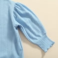 thumbnail image 6 of Toddler Girl Long Puff Sleeve Turtleneck Shirt Solid Sweater Denim Skirt Clothes Fall Winter Outfit, 6 of 7
