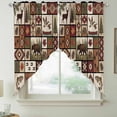 thumbnail image 2 of Country Patch Plaid Swag Curtains for Kitchen/Bedroom/Living Room, Brown Farmhouse Retro Bear Deer Cabin Scalloped Curtains 63 Inch Long, Window Swag Topper Curtains Valances 2 Panels Set 36"x63", 2 of 8