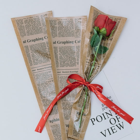 MEIBUTYUP 50 Pcs Khaki Flower Bouquet Wraps Single Rose Sleeves for Floral Arrangement and Wrapping