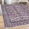 thumbnail image 1 of Folk Art Decorative Rug, Bohemian Themed Peachy Ethnic Flowers and Traditional Botanical Details, Quality Carpet for Bedroom Dorm and Living Room, 6 Sizes, Dark Indigo and Lilac, by Ambesonne, 1 of 4