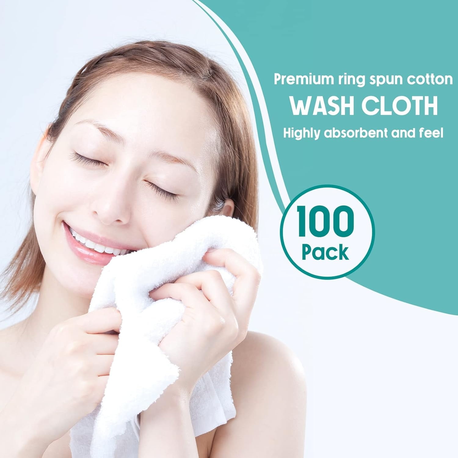 100 Pieces Wash Cloths Bulk Face Cloths Cotton Washcloths Set Hand Towels Absorbent for Bathroom Soft Cleaning Rags for Bath Body Spa Gym Kitchen Dish (12 x 12 Inches)
