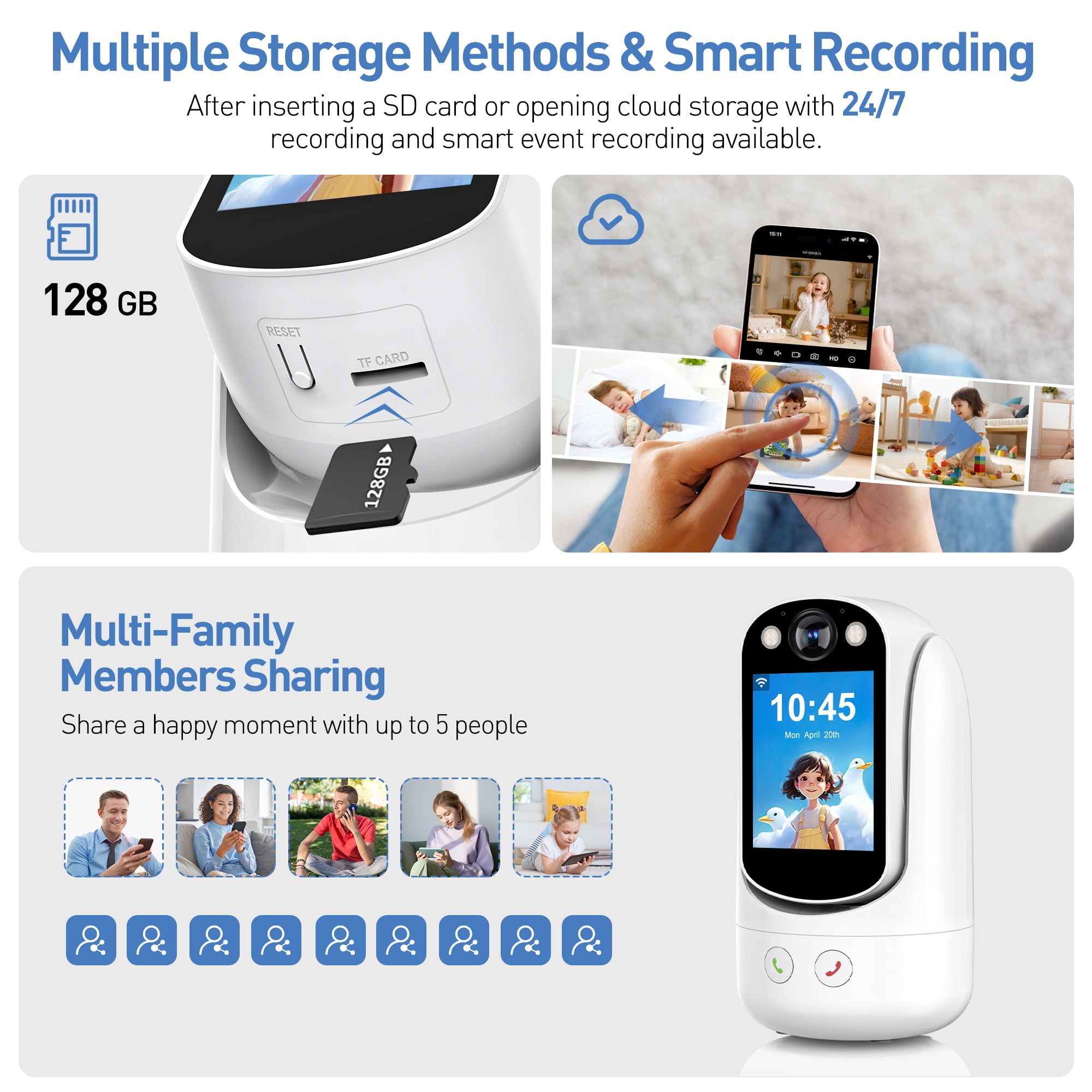 GPED Baby Monitor with Two Way Video Call, 1080P HD Wifi Home Security Camera W/ 2.8” Screen for Baby/Pet Monitor,  One-Click Call & AI Motion Detection & Full-Color Night Vision for Baby Pet Elderly
