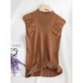 thumbnail image 3 of Ochine Summer Knit Shirt Ribbed Mock Turtle Neck Solid Color Short Sleeves T Shirts Causal Sexy Fitted Blouses Tank Top Vacation Club for Women， Average Size, 3 of 3