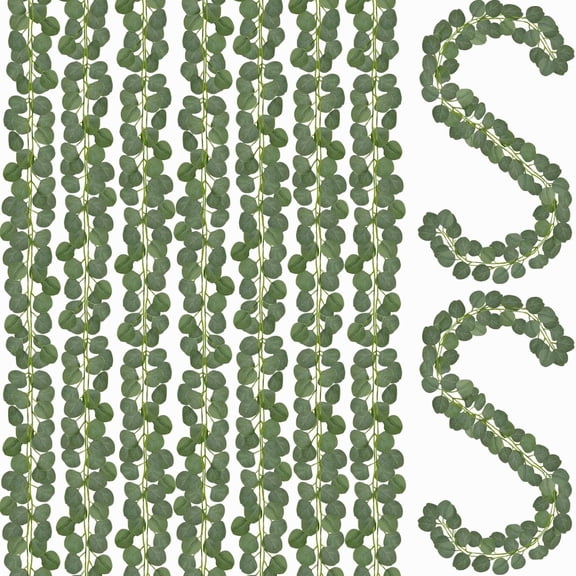 8Pcs Artificial Eucalyptus Garland - Faux Greenery Leaf Vines for Table Centerpieces, Wedding Party Decor, Bedroom Wall & Room Decoration