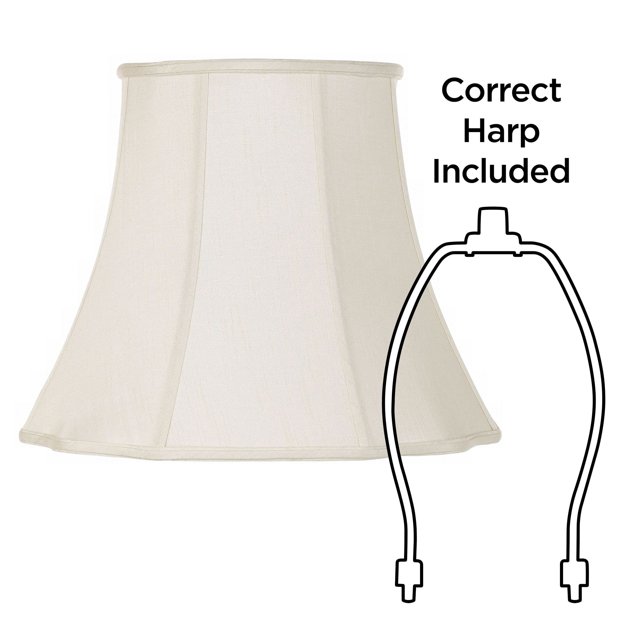 Imperial Shade Creme Bell Large Curve Cut Corner Lamp Shade 11" Top x 18" Bottom x 15" Slant x 14.5" High (Spider) Replacement with Harp and Finial