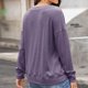 thumbnail image 4 of Mujeres sudadera manga larga crew Masajeadores de cuello botón hasta color sólido Loose pullover Top para las mujeres trabajo escuela púrpura M, 4 of 6