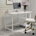 thumbnail image 3 of Martha Stewart Beckett Home Office Trestle Desk with Shelves in White Wood Grain, 3 of 14