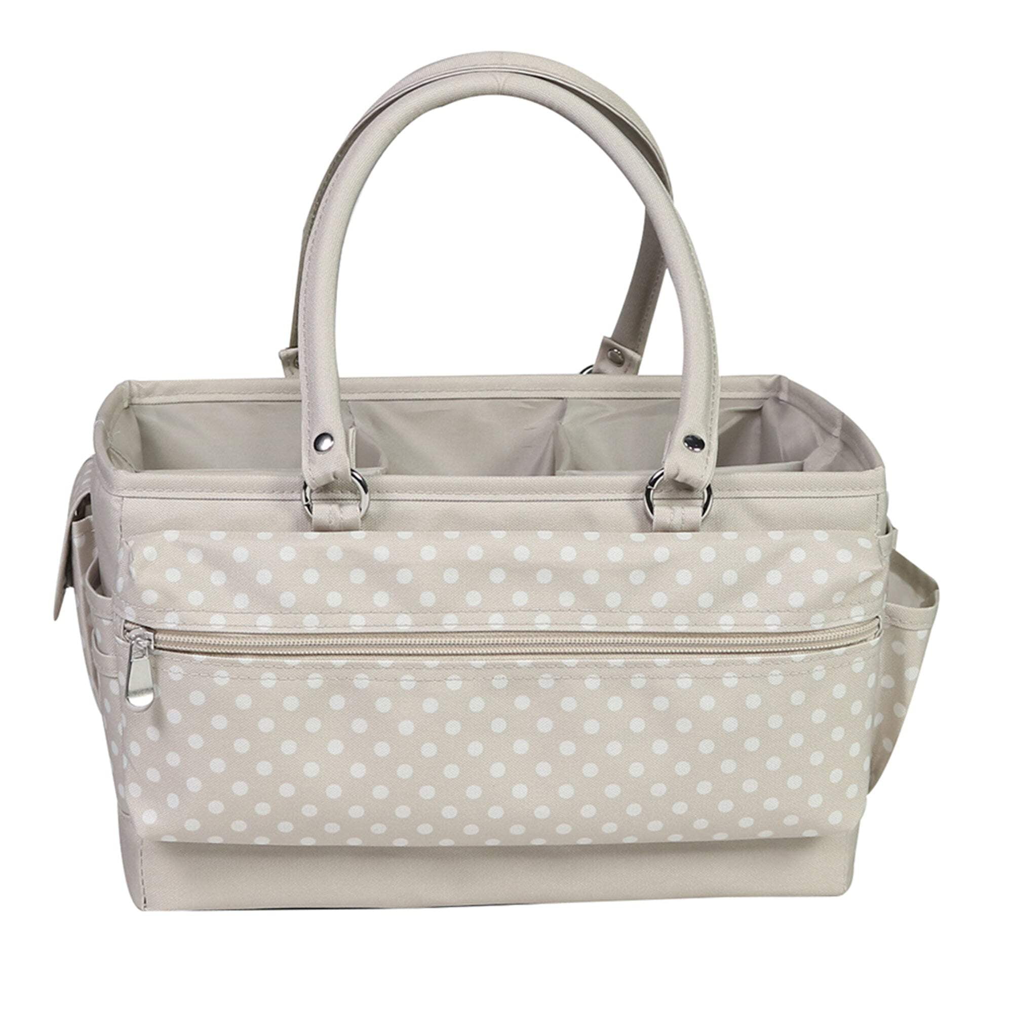 Deluxe Store  Tote Craft Organizer, Tan Dot