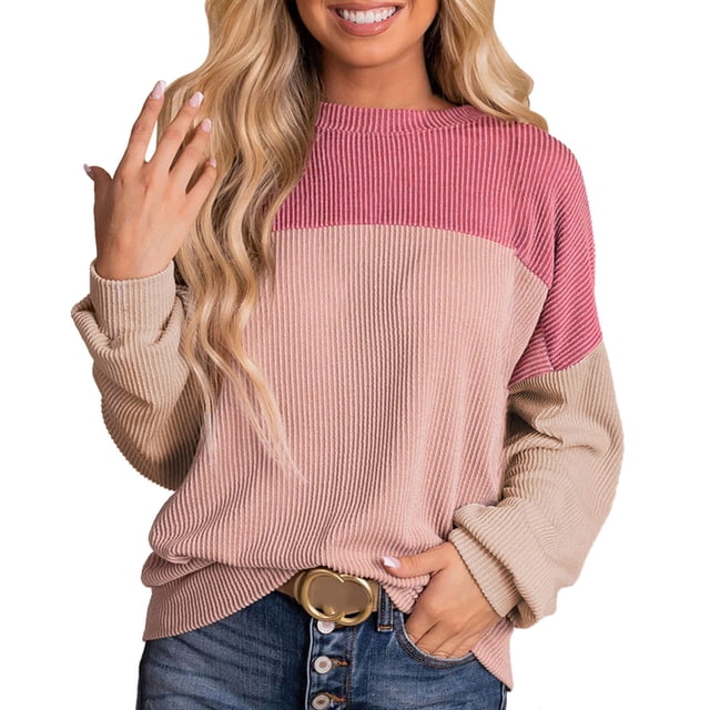 Bmisegm Femmes Col Montant Manches Longues Sweat-Shirt Décontracté à Fermeture Éclair Rose m