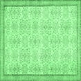 thumbnail image 1 of Ahgly Company Machine Washable Indoor Square Abstract Emerald Green Contemporary Area Rugs, 5' Square, 1 of 4