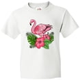 thumbnail image 3 of Inktastic Flamingo with Tropical Flowers Youth T-Shirt, 3 of 5