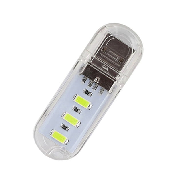 Tholdsy Luz nocturna 3 LED 3-5V 500mA 200LM 3000K/7000K Casa Computadoras portátiles Banco de energía Adaptador de carga Lámpara de Electrónica Blanco
