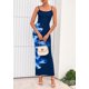 thumbnail image 3 of Vestido PRETTYGARDEN Floral Azul Marino Maxi con Tirantes Finos XXL, 3 of 8