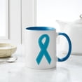 thumbnail image 4 of CafePress - Teal Aware Ribbon - 11 oz Ceramic Mug - Novelty Coffee Tea Cup, 4 of 4