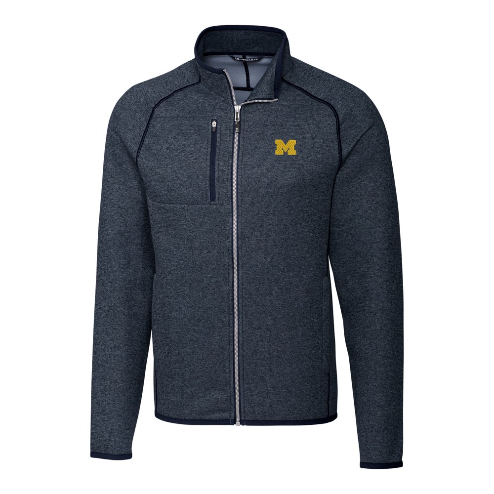Michigan Wolverines Cutter & Buck Mainsail FullZip Jacket Navy