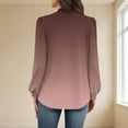 thumbnail image 5 of UTSJKR Lantern Sleeve Gradient Tops for Women Elegant Keyhole Back Business Casual Blouse Dressy Loose Ladies Office Shirts Brown M, 5 of 7