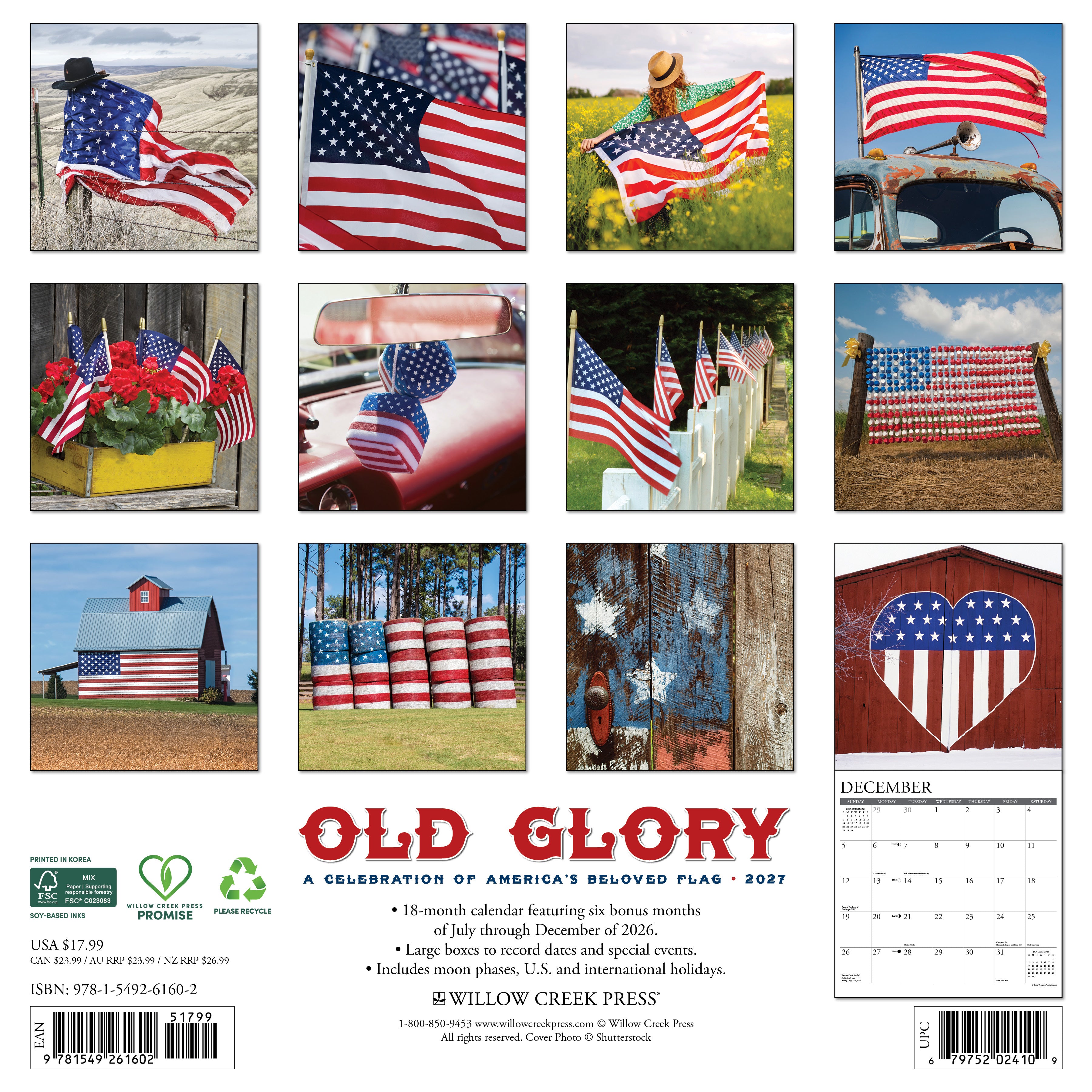 Willow Creek Press, Old Glory 2027 Wall Calendar