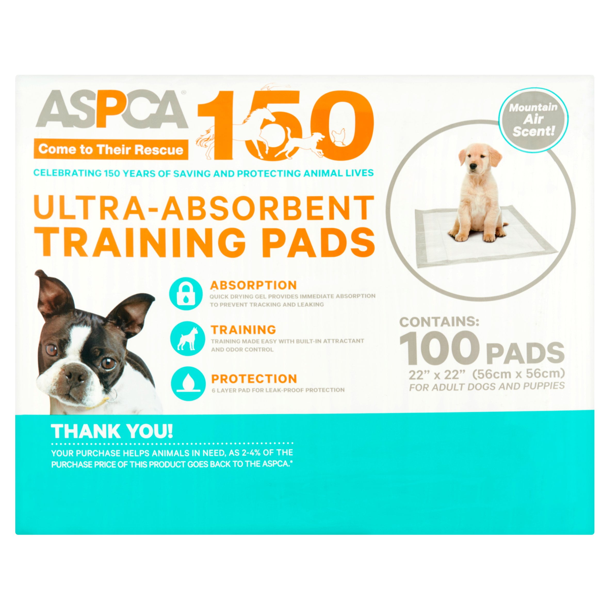 ASPCA UltraAbsorbent Training Pads, 22 in x 22 in, 100 count, Mountain