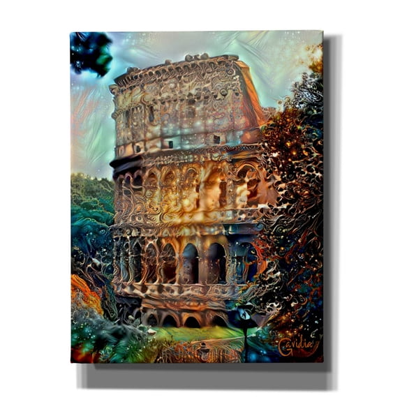 Epic Graffiti 'Rome Italy Colosseum' by Pedro Gavidia, Canvas Wall Art, 26"x34"