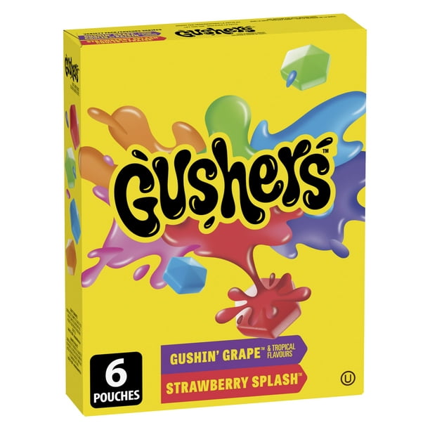 Gushers Fruit aux Fruits, Saveur Variées, Sans Gluten, Collation pour Enfants, 6 sachets 6 sachets, 138 g