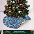 thumbnail image 6 of Coolnut Rainbow Scales Mermaid Christmas Tree Mat Round Christmas Tree Stand Mat Decoration for Holiday Party Home Christmas Day Ornaments Floor Door, 28.3", 6 of 6
