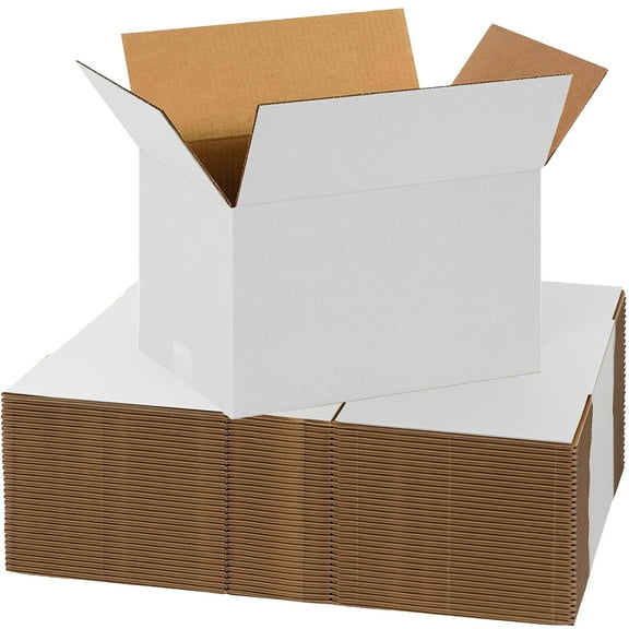 UCANPACK White Shipping Boxes Medium 12 x 8 x 4" - 25 Pack Corrugated Shipping Boxes for Small Business Packaging Boxes - Made in USA Corrugated Shipping Boxes