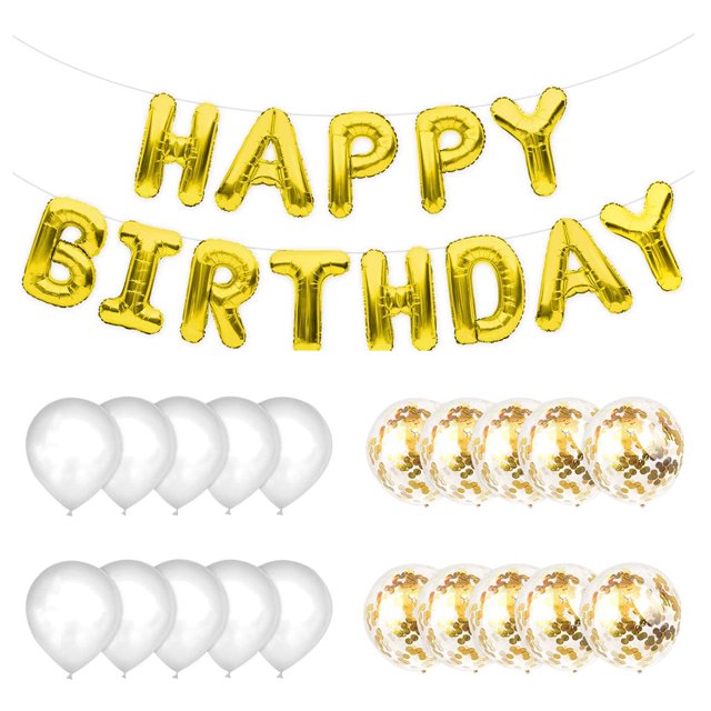 Advancent Juego de Globos de cumpleaños de 16 pulgadas/12 pulgadas, decoración de Globos de papel de aluminio de feliz cumpleaños de oro rosa, pancarta Kits de decoración para fiestas oro Advancent HA002738-02