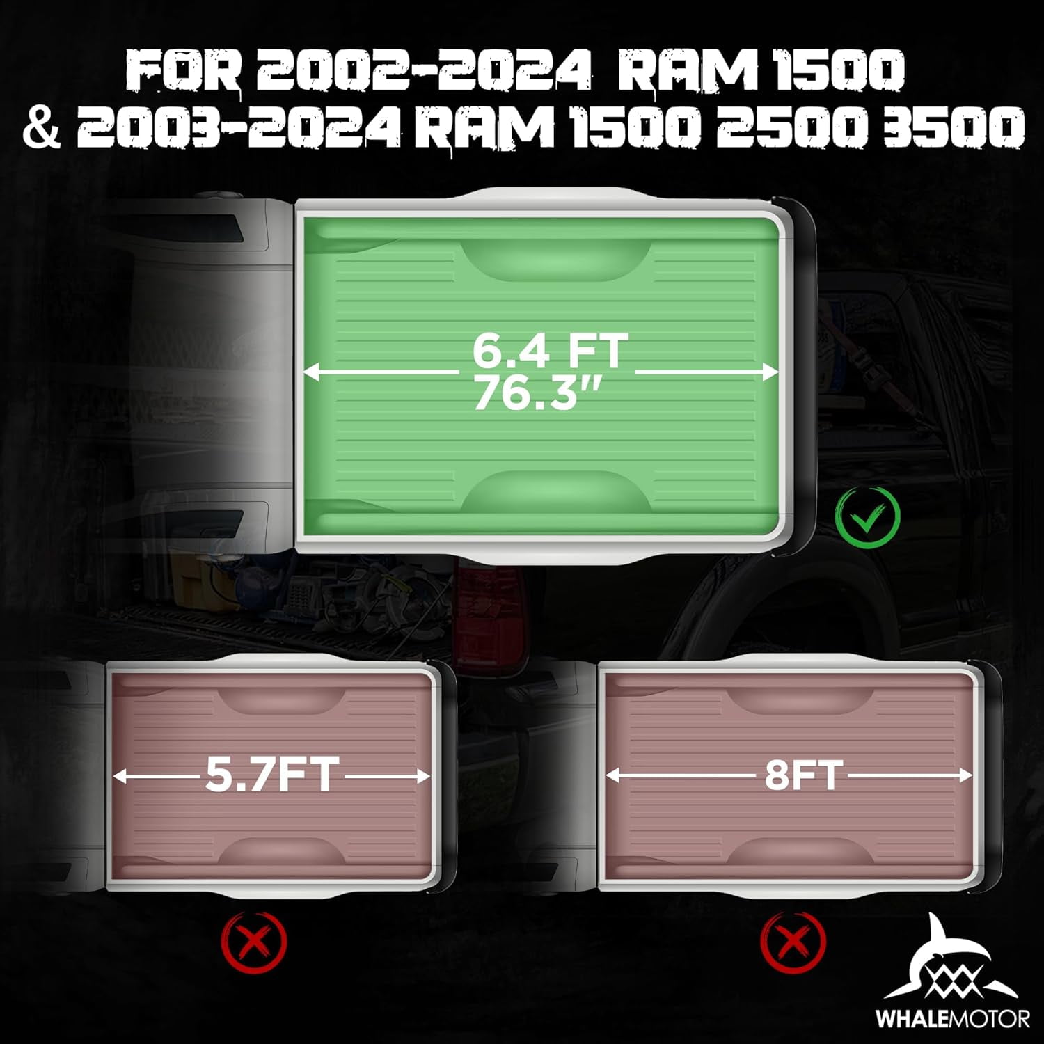 6.4ft Hard Tri-Fold Tonneau Cover for 2003-2026 Dodge Ram 1500 2500 3500