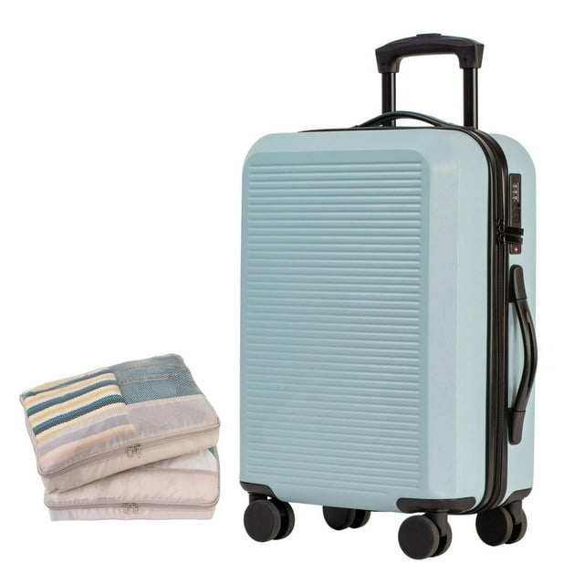 3-Piece Hardside Luggage Set. Suitcase Set with wheels: Carry On Luggage and two packing cubes