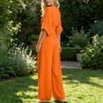 thumbnail image 6 of YanHoo Plus Size Jumpsuit for Women Half Sleeve V Neck Jumpsuits Wide Leg Pants Rompers with Pockets, 6 of 8