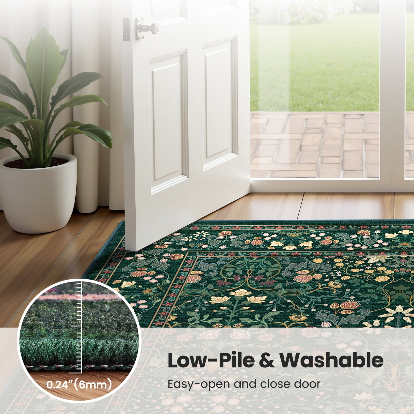 CHITOOMA 5'x7' Area Rugs for Living Room, Floral Washable Rug Boho Non-Slip Printed Carpet, Vintage Stain Resistant Indoor Rug for Bedroom Dining Room Home Office