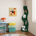thumbnail image 5 of Yowos Corner Shelf, Modern 5-Tier Small Bookcase, Stylish Wavy Corner Storage Rack Plant Stand with Unique Shape for Living Room, Home Office, Green, 5 of 9