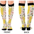 thumbnail image 2 of Coolnut Flowers & Lemons Compression Socks Women Men Knee High Stockings for Sports, Running, Travel 1Pair Gift, 2 of 7
