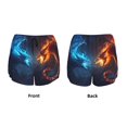 thumbnail image 3 of Pofeuu Red And Blue Fire Dragon C Print Women's Athletic Shorts Running Workout Shorts Tummy Control Quick Dry Gym Shorts with Pockets Double layer sports shorts-Small, 3 of 7