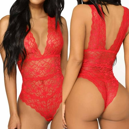 

CFXNMZGR Sleepwear For Womens Pajamas For Women One Piece Pajamas Lingerie Sleepwear Lace Bodysuit Nightwear