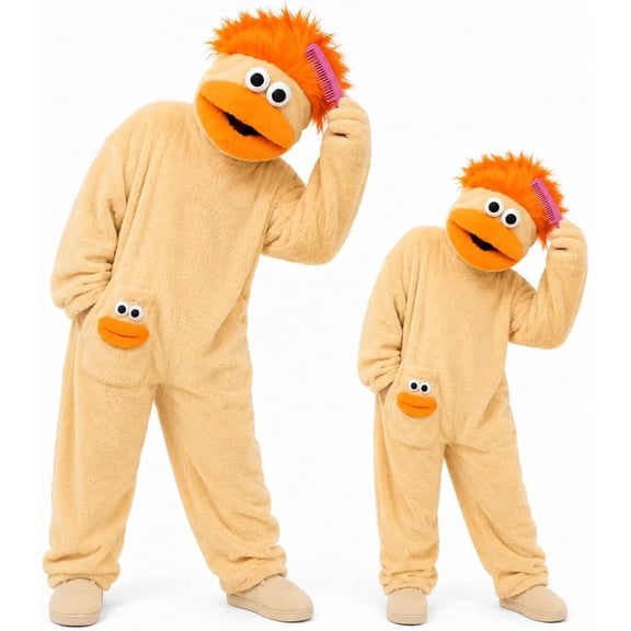 Big Mouth Monster Pajama Costume for Parent & Little One, Cozy Soft Hooded One Piece with Comb, Silly Monster Onesie Loungewear Family Christmas Pajamas Matching Sets