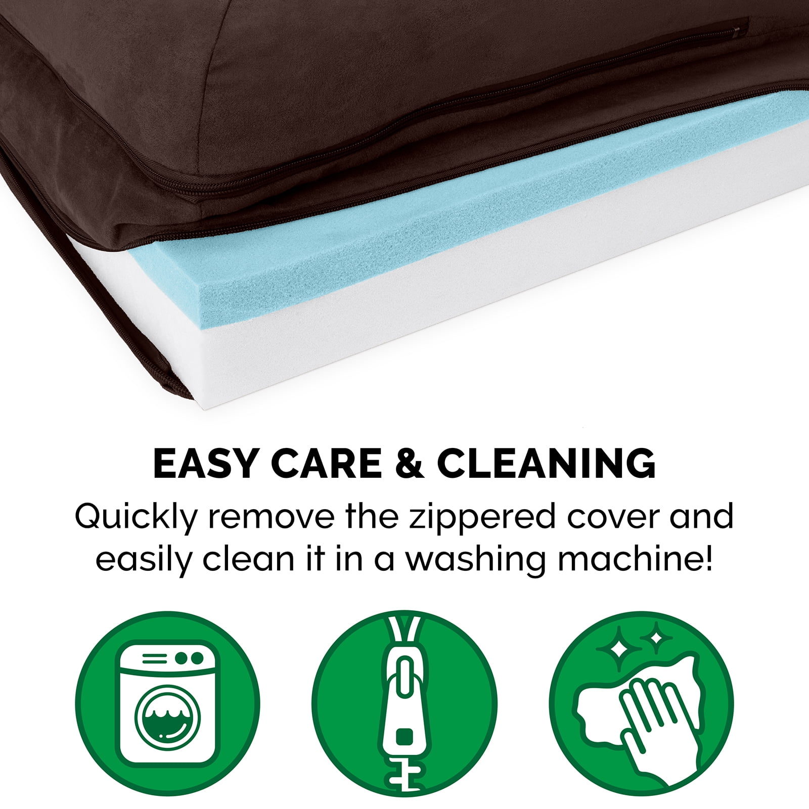 FurHaven Pet Products Two-Tone Faux Fur & Suede Cooling Gel Top Deluxe Chaise Lounge Pet Bed for Dogs & Cats - Espresso, Large
