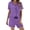 Purple, variant on Women's 2-Piece Pajama Set, Short Sleeve Button-Down Collar Top with Pockets and Matching Shorts, Comfortable and Casual Sleepwear for Home Lounging-Blackish Green